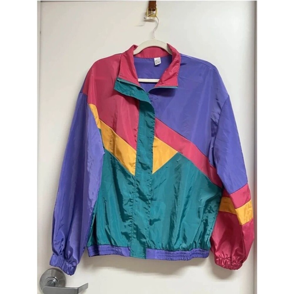 Vintage Windbreaker Multicolor Color block Unisex jacket Retro Y2K Size S